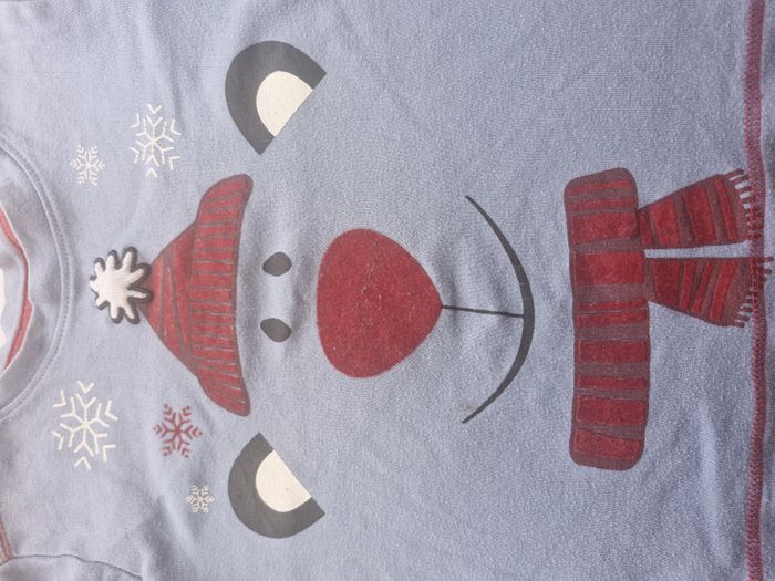 Pyjama 2 pièces mixte 4 ans Tissaia Bleu marine bleu clair Ours avec bonnet flocons de neige - photo numéro 7