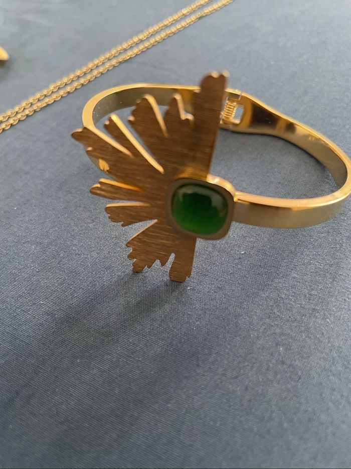 Parure bijoux dorés – collier, bracelet, bague - photo numéro 2