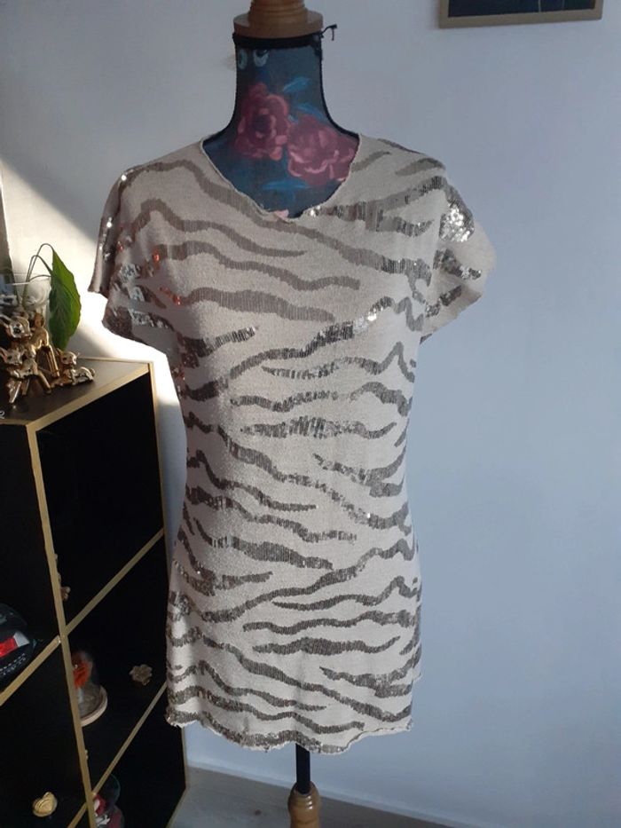 Robe pull sequin doré S 36
