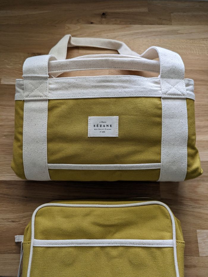 Ensemble sac week-end + trousse Sezane vert olive Neuf - photo numéro 2