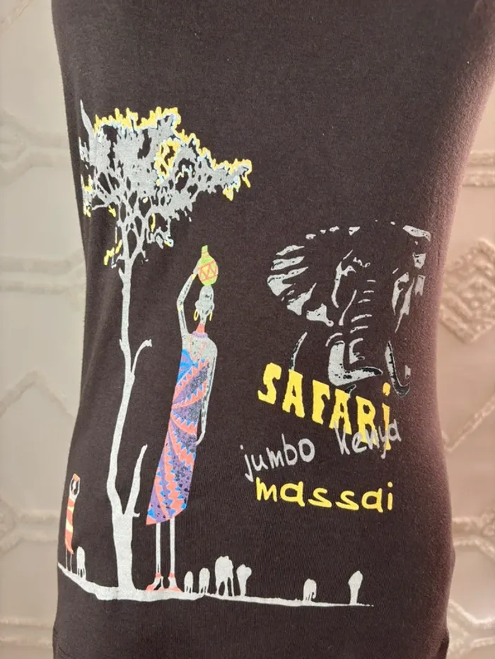 Débardeur marron tribal ethnique Karboon – motif Massai, vibes earthy / afrofuturiste – taille M - photo numéro 5