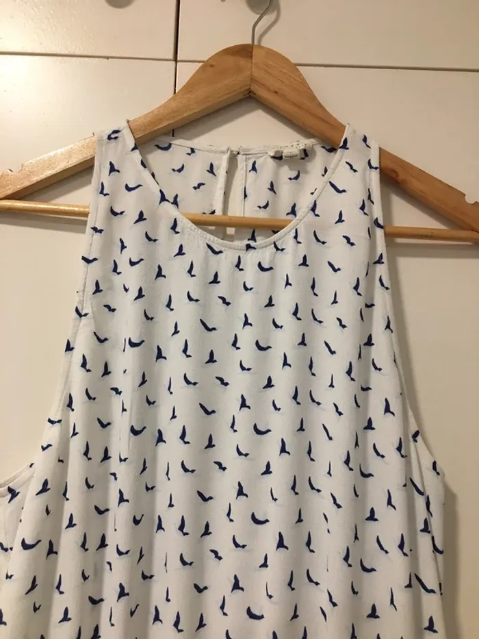 Robe blanche imprimé oiseaux bleus - photo numéro 5