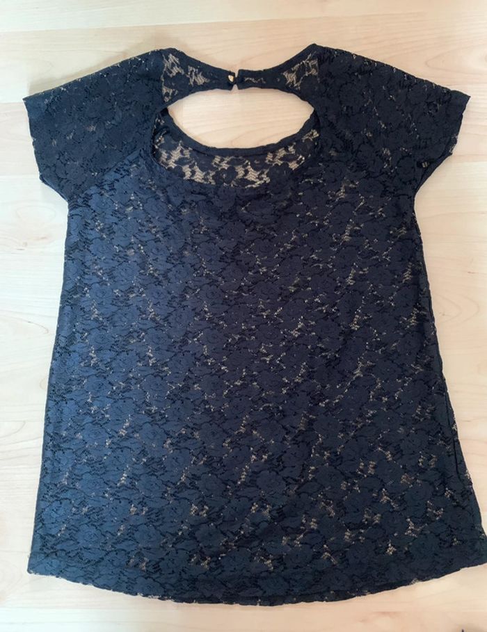 🖤 T-shirt en dentelle noire transparent – Taille S - photo numéro 7