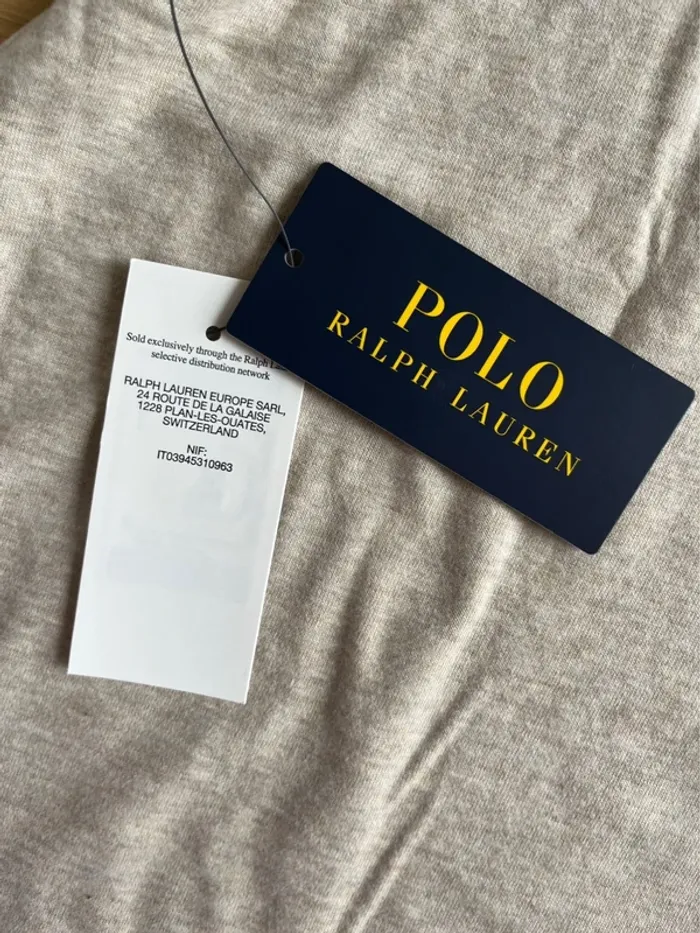 Pull 1/4 Zip Camionneur Ralph Lauren - Beige/Gris Logo Brodé Marron - Taille L - photo numéro 3