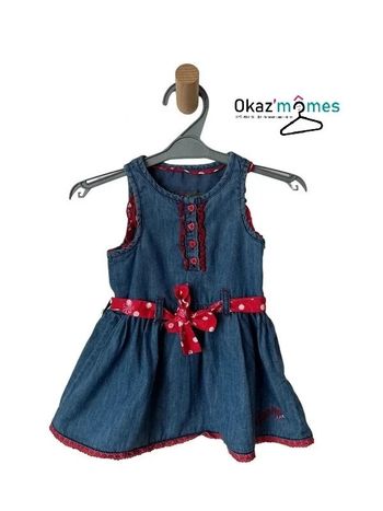 Robe d’été bleu denim avec ceinture rouge - Orchestra 9 mois (71cm)