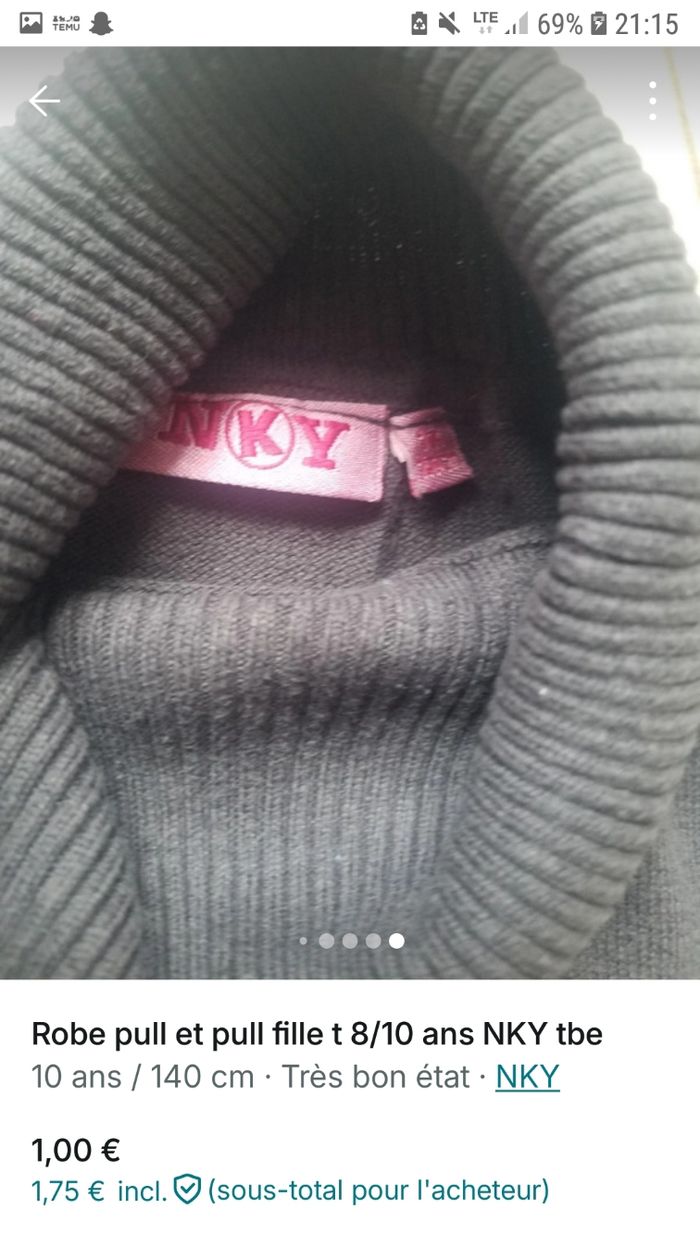 Robe pull fille et pull col roule t 10 ans tbe - photo numéro 6