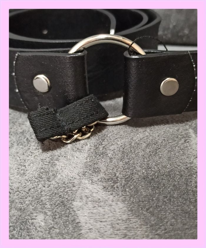 Ceinture noire style Rock/Goth avec anneau et chaîne - photo numéro 2