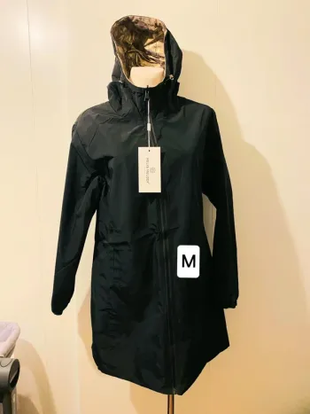 Manteau parka femme imperméable réversible long souple noire doré léopard taille M