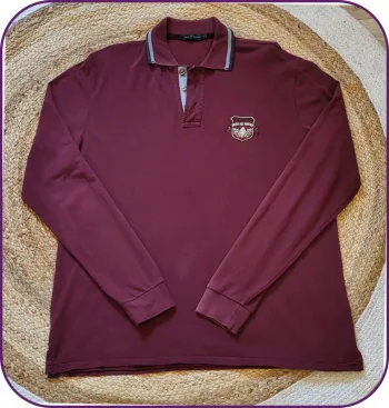 Polo manches longues Mise au Green – Vintage – Homme - Bordeaux - Taille L - Très bon état