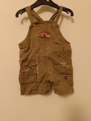 Salopette courte bébé Tim Pouce - Style Aviateur - 100% Coton