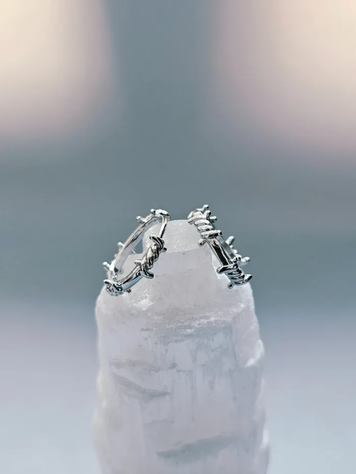 Paire Boucles d’oreilles acier inoxydable anneaux épineux