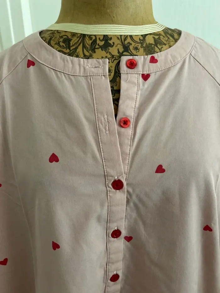 Chemise de nuit ample rose imprimée coeurs 48 la redoute 48 - photo numéro 2