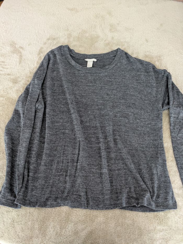 Pull/Haut Léger Col Rond Gris Chiné