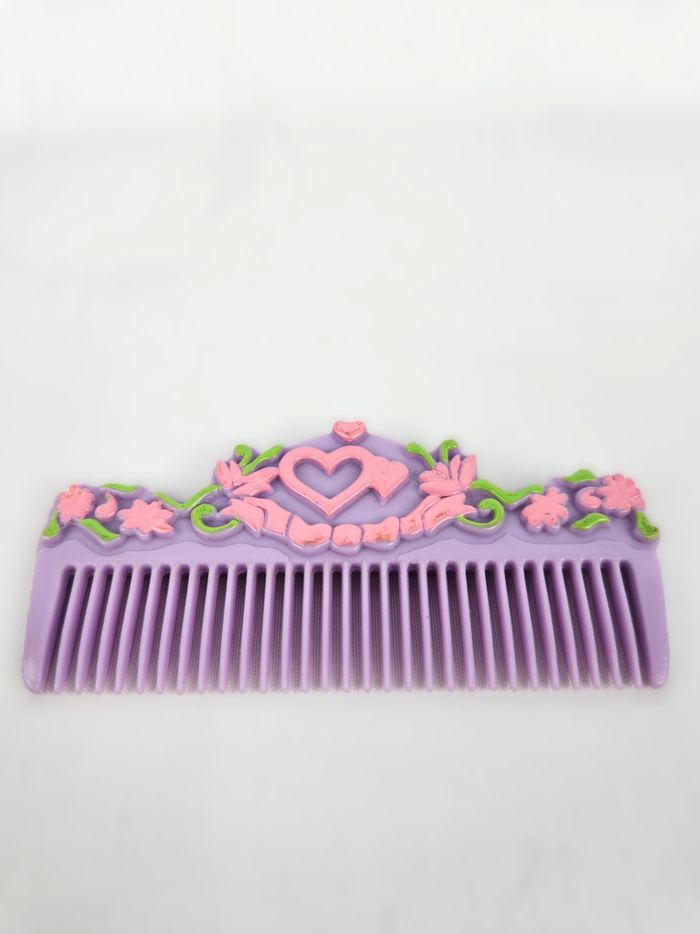 Peigne Accessoire Polly Pocket Vintage - Violet Fleurs Roses / Rétro Années 90 - photo numéro 4