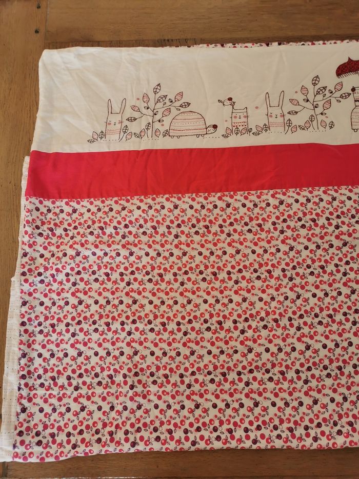 Housse de couette et taie d'oreiller bébé enfant fille lapin rose et blanc 100 X 165 cms