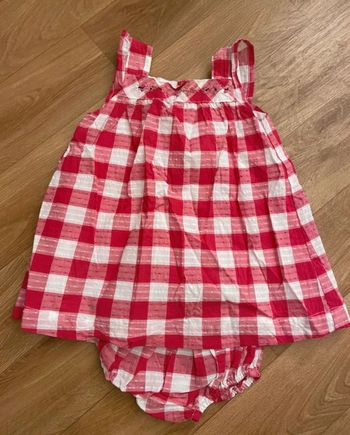 Robe framboise à carreaux 3-6M