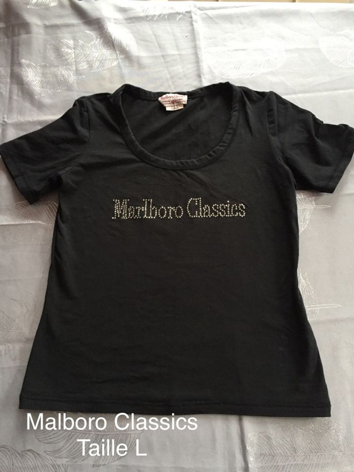 T-shirt noir Marlboro Classics Taille L
