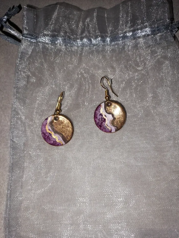 Boucles d'Oreilles Artisanales Acier Double Faces - Fait Main - Pièce Unique - photo numéro 6