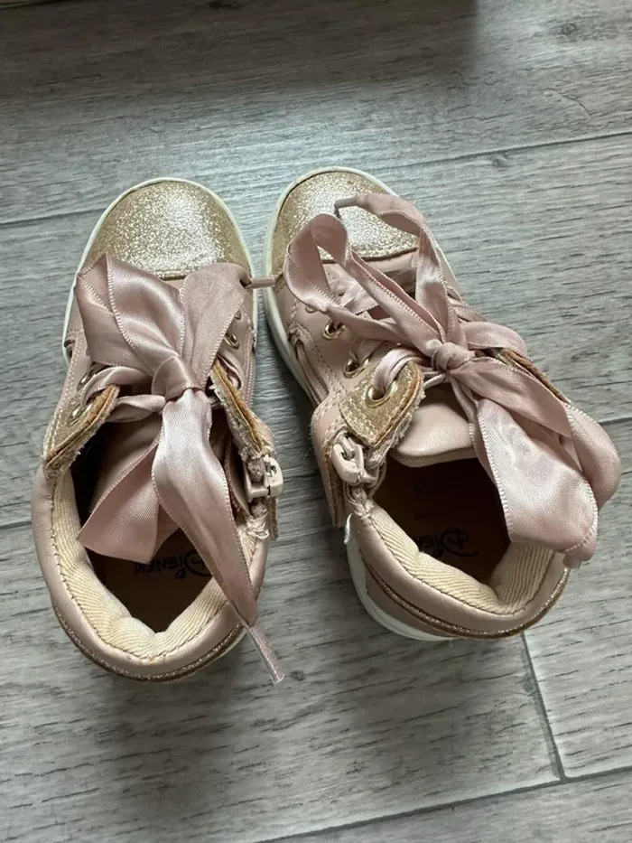 Baskets Friboo Disney princesses Rose pastel / lacets rubans /  paillettes dorées - photo numéro 6
