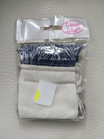 4 sachets frange jean en tissus de la marque les bagatelles d'esther