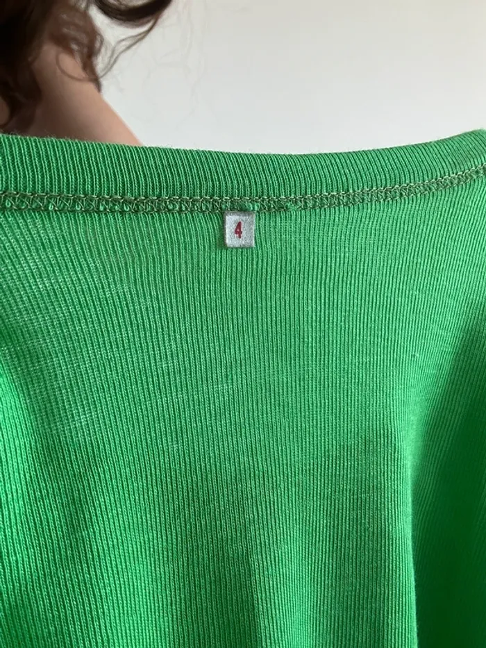 T-shirt manches courtes moulant vert vintage années 70 taille S - photo numéro 9