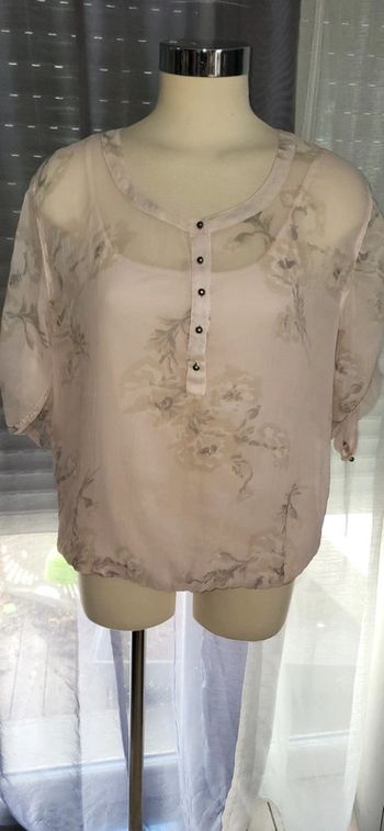 Blouse transparente beige à motifs floraux - Taille S