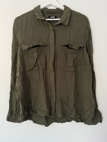 Haut chemise kaki unie basique simple manches longues