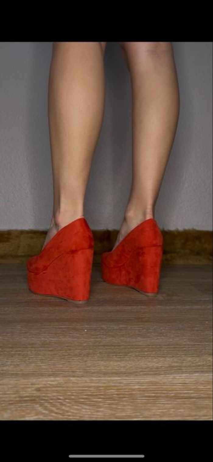 Escarpins compensés orange – Malien - photo numéro 2