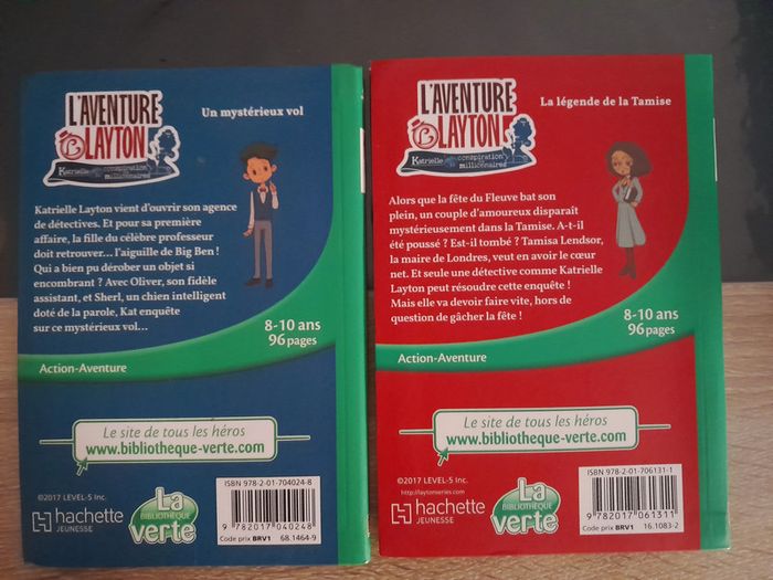 lot 2 livres bibliothèque verte - l'aventure Layton tomes 1 et 2 - photo numéro 3