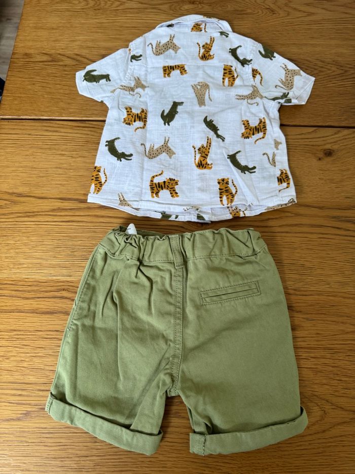 Ensemble savane Primark 6 9 12 mois très bon état bébé garçon short t shirt - photo numéro 2