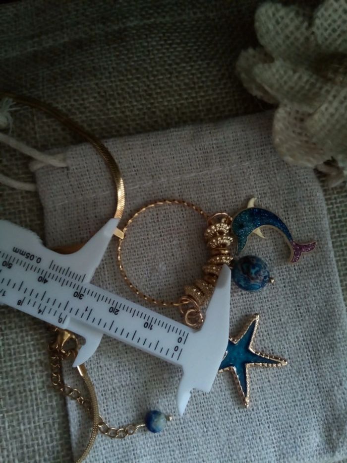 Collier plage pierres de jaspe océan et lapis lazuli - photo numéro 4