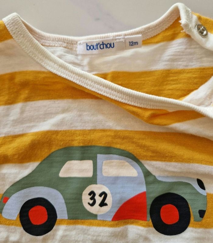 T-shirt "Petit pilote" rayé Bout'Chou 12 mois - photo numéro 2