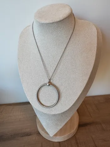 Chaîne et Pendentif O Pandora Authentique en Argent Grand Format