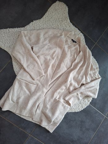 Gilet mi long kiabi beige crème M