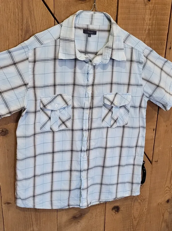 Chemise à carreaux homme Texman taille L – Blanc bleu - Très bon état - photo numéro 2