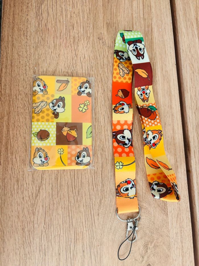 Porte carte tic et tac lanière protège badge écureuil mignon