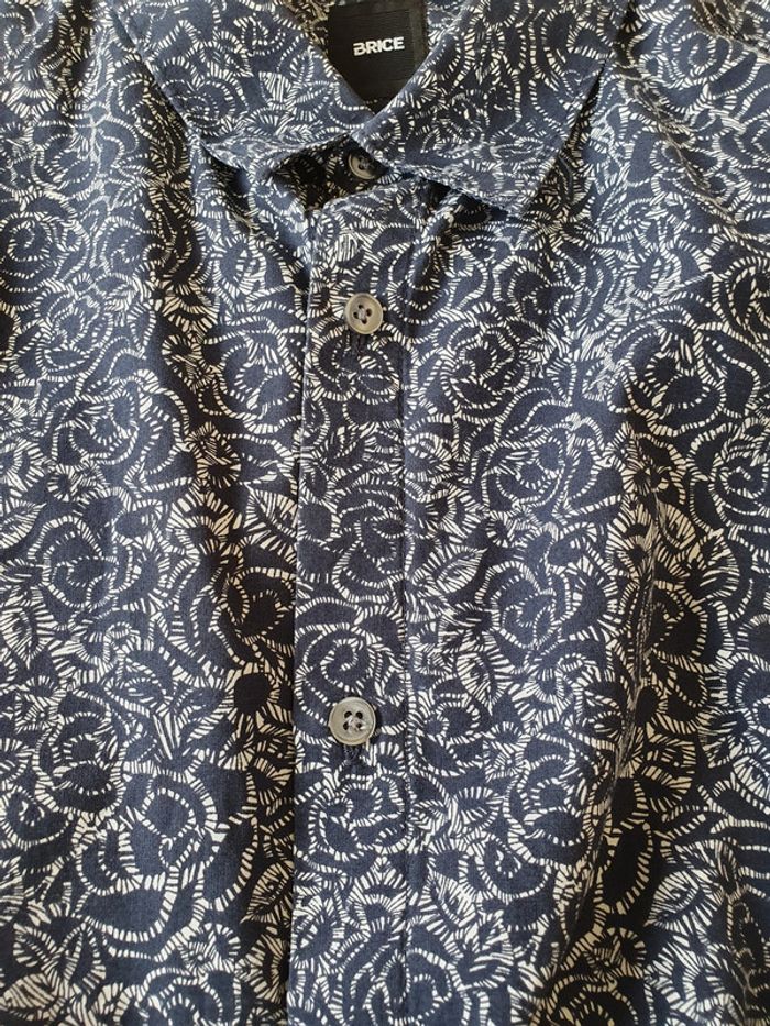 Chemise bleue à motifs easy slim - Brice - Taille M - photo numéro 4