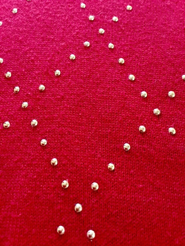 Pull col en v pour femme jacquard Tommy Hilfiger rouge taille M 085 - photo numéro 3