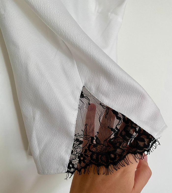 Caraco blanc avec dentelle noire taille XS Etam - photo numéro 7