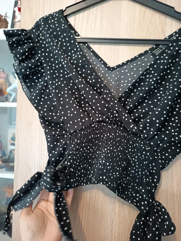 Top noir a poids blanc neuf shein - Taille S 36 - photo numéro 5