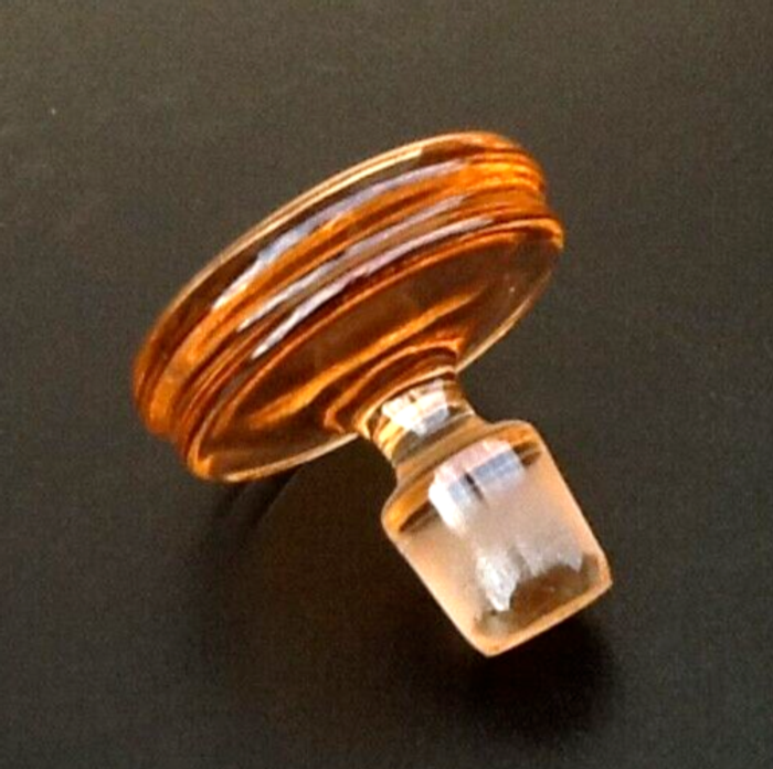 Années 1950 Carafe bobine à liqueur cerclée de dorure Verre givré / Verre rose - photo numéro 4