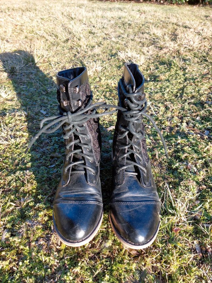 Boots noires dentelle Naf Naf - photo numéro 3