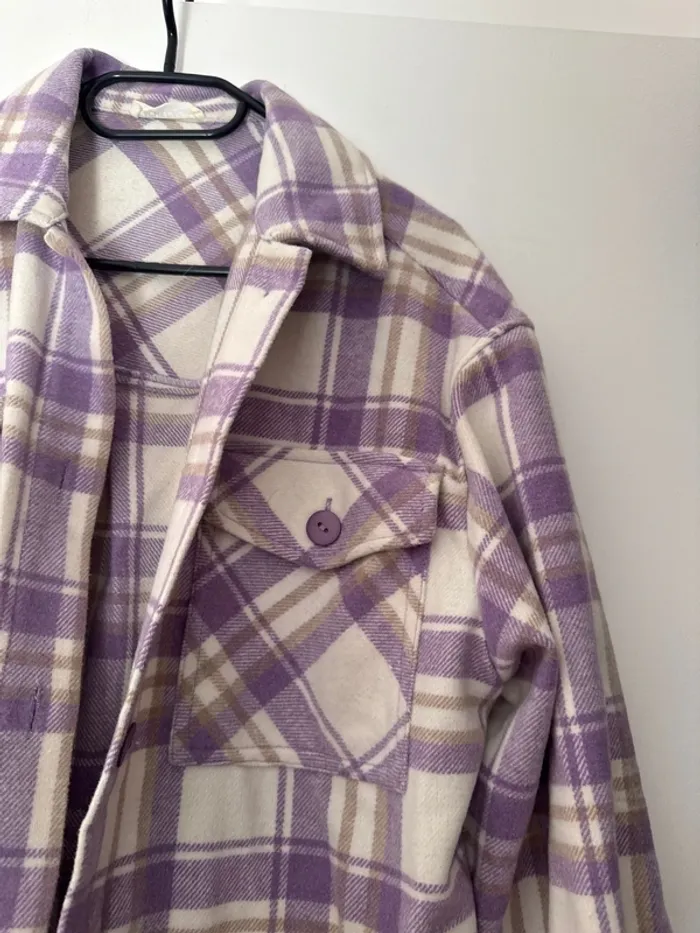 Veste chemise à carreaux violet Cache Cache - photo numéro 2