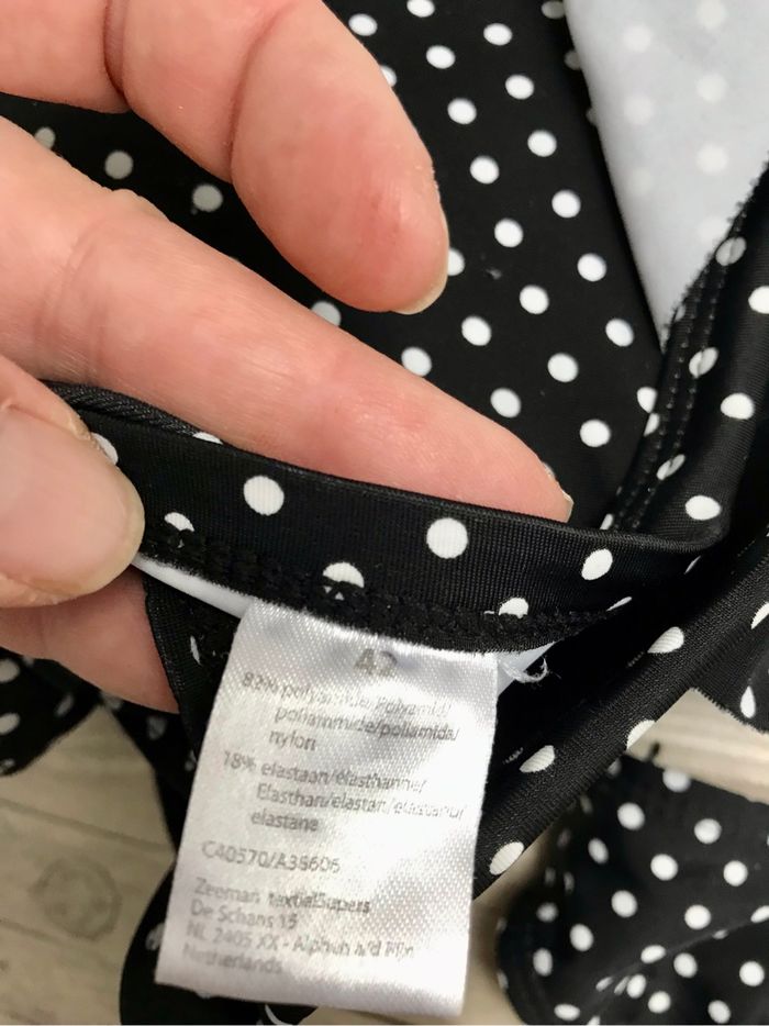Maillot de bain Taille 42 bikini 2 pièces à armatures Zeeman noir blanc imprimé à pois - photo numéro 6