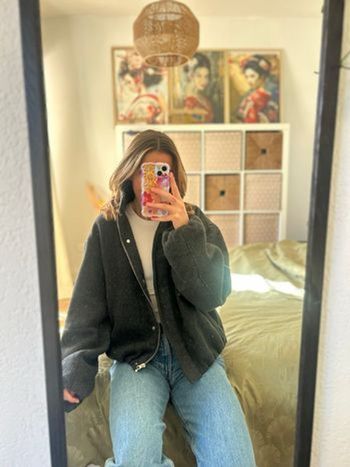 Bomber élégant effet brossé à col cheminée anthracite Asos design gris taille S