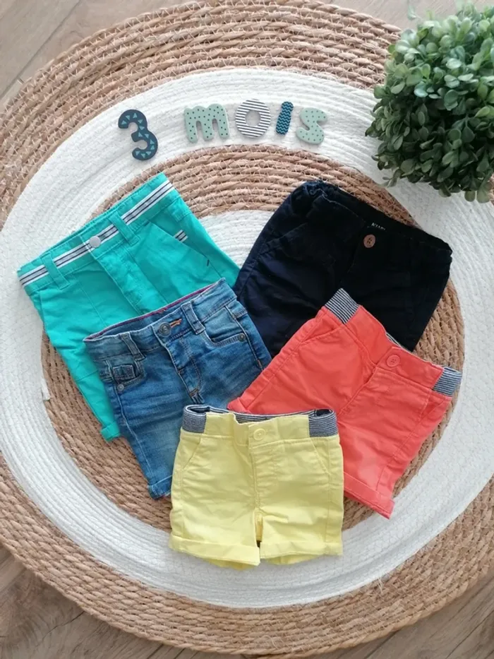 Lot de 5 shorts bébé garçon - 3 mois - photo numéro 2