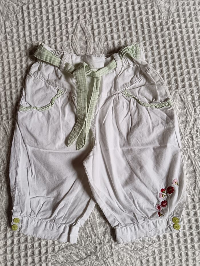 Pantacourt blanc fille 2 ans Pomme framboise