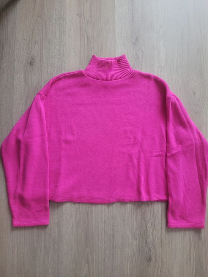 Pull col roulé Zara de couleur fushia - photo numéro 3