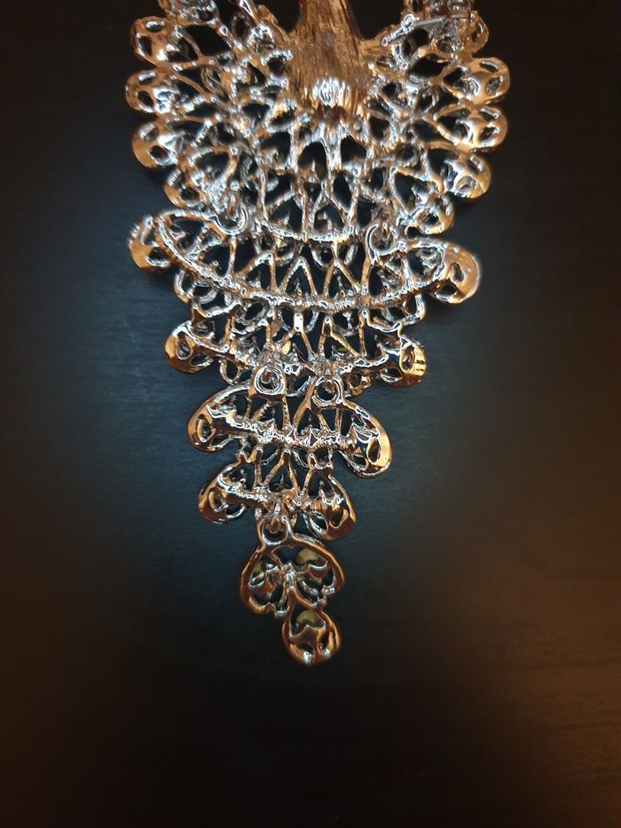 Broche "Paon" bleue et argentée - photo numéro 8