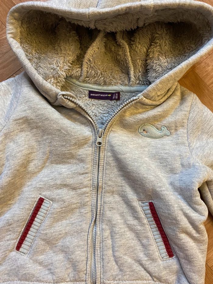 Sweat à capuche en moumoute avec zip gris taille 18 mois Sergent Major - photo numéro 2
